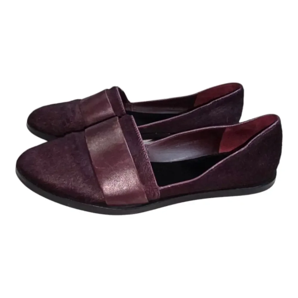 Vince Mason Burgundy Purple Casual Leather Calf Hair Flats Loafers Size 6.5